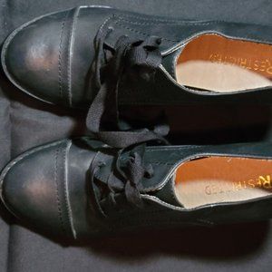 Restricted  Black Block  Heel Oxford, Lace-Up boot